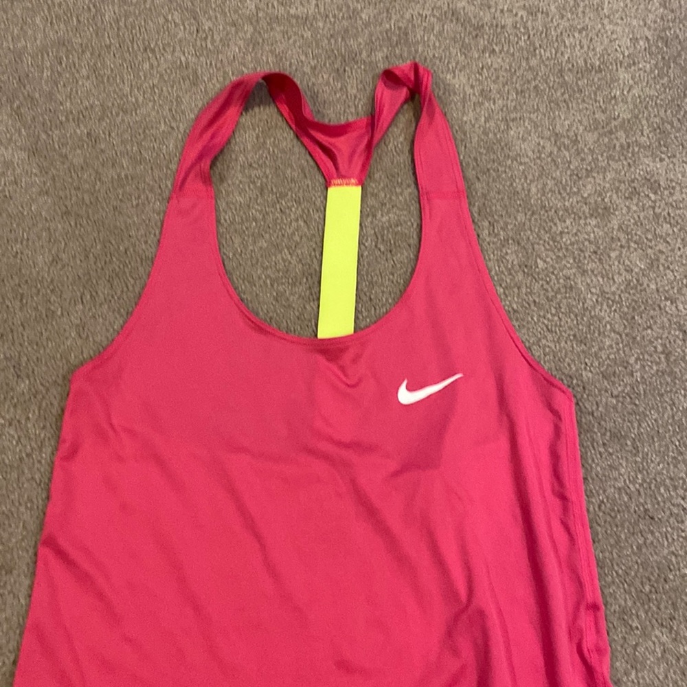 Nike Pink Dri-Fit Tank Top with Yellow Accent